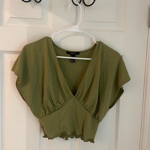 Green Crop Cinch Top